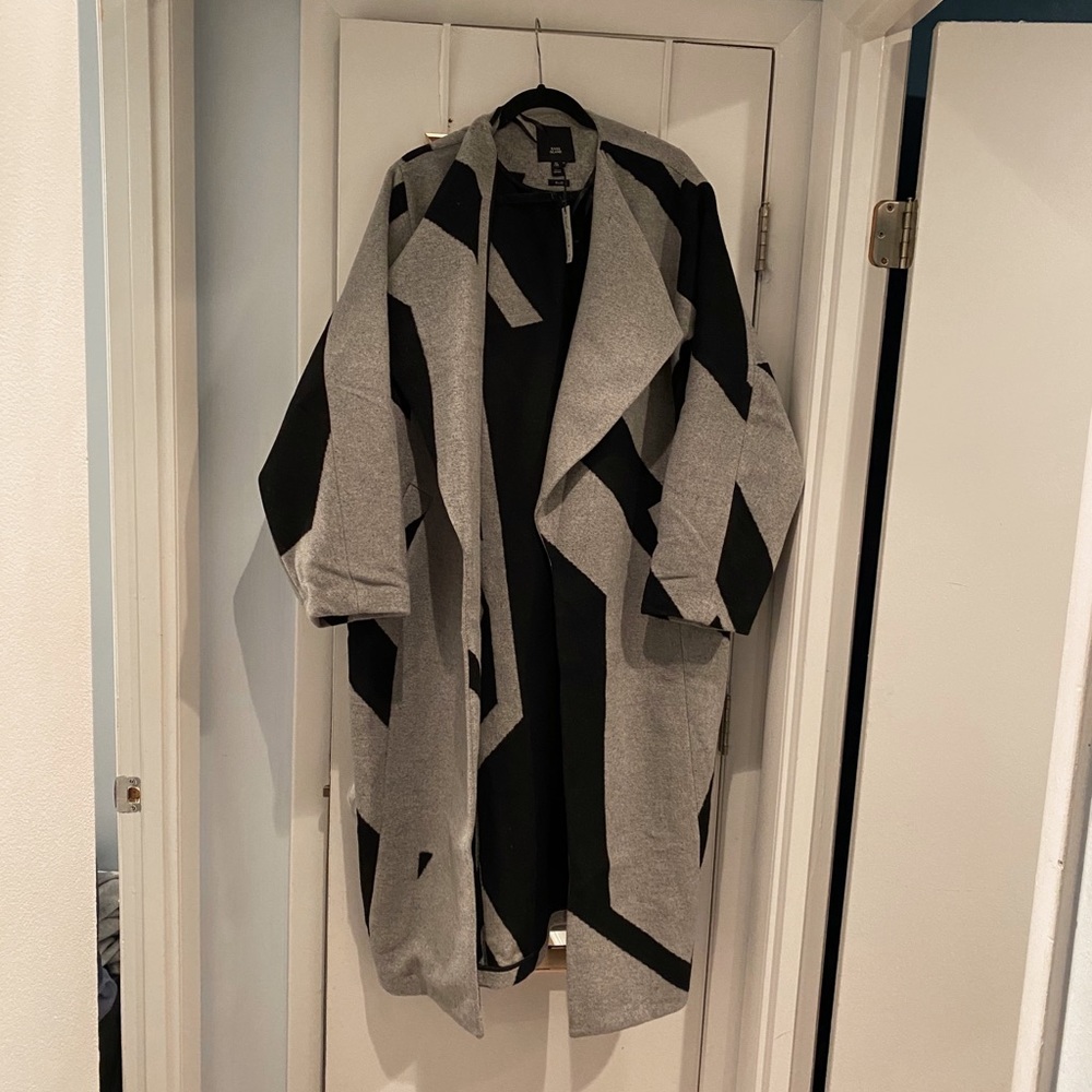 Brand new black & grey cardigan style pea coat - Picture 2 of 3